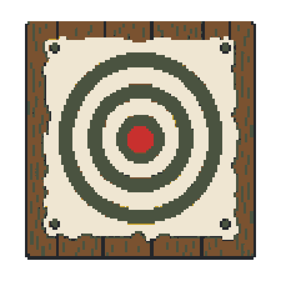 a paper target nailed to a board